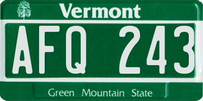 VT license plate AFQ243