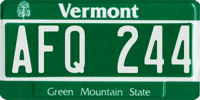 VT license plate AFQ244