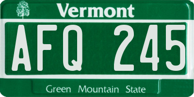 VT license plate AFQ245