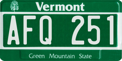 VT license plate AFQ251