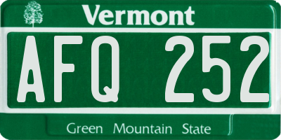VT license plate AFQ252