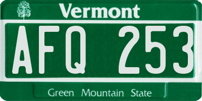 VT license plate AFQ253