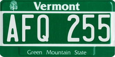 VT license plate AFQ255