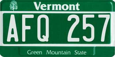 VT license plate AFQ257