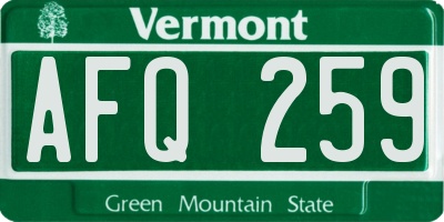 VT license plate AFQ259