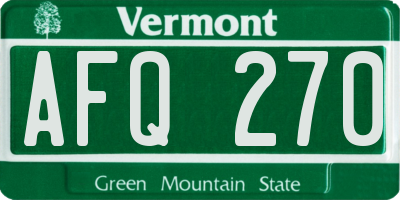 VT license plate AFQ270