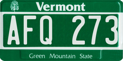 VT license plate AFQ273