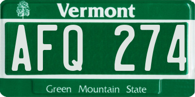 VT license plate AFQ274