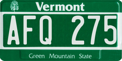 VT license plate AFQ275