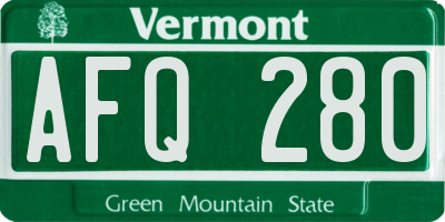 VT license plate AFQ280