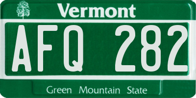 VT license plate AFQ282