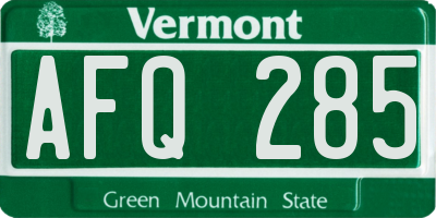VT license plate AFQ285