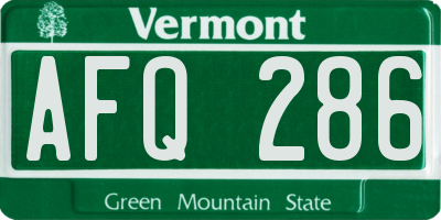 VT license plate AFQ286