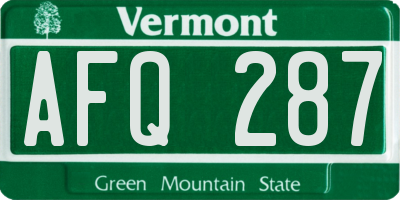 VT license plate AFQ287
