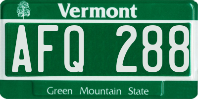 VT license plate AFQ288