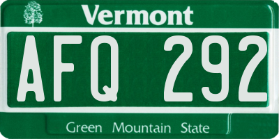 VT license plate AFQ292