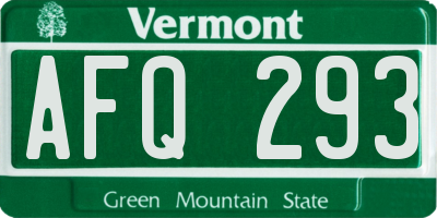 VT license plate AFQ293