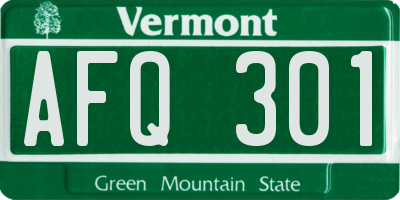 VT license plate AFQ301