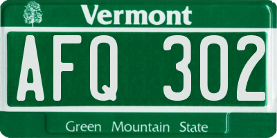 VT license plate AFQ302