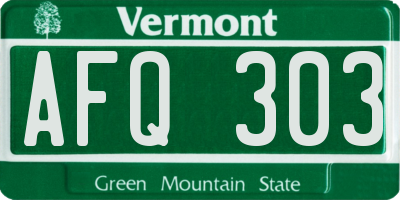 VT license plate AFQ303
