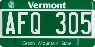 VT license plate AFQ305