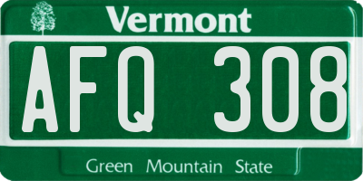 VT license plate AFQ308