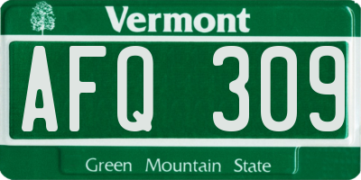 VT license plate AFQ309