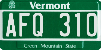 VT license plate AFQ310