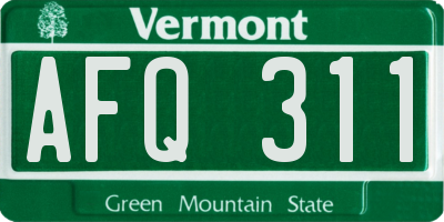 VT license plate AFQ311