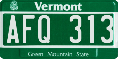 VT license plate AFQ313