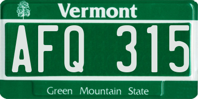 VT license plate AFQ315