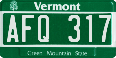 VT license plate AFQ317