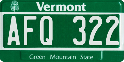 VT license plate AFQ322