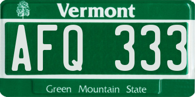 VT license plate AFQ333