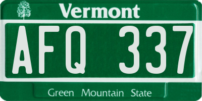 VT license plate AFQ337