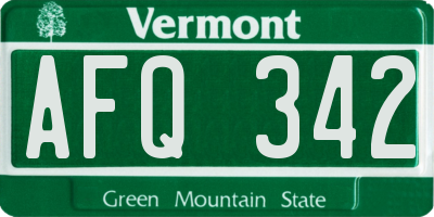 VT license plate AFQ342
