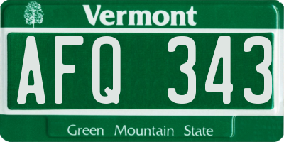 VT license plate AFQ343