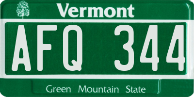 VT license plate AFQ344