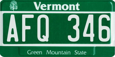 VT license plate AFQ346
