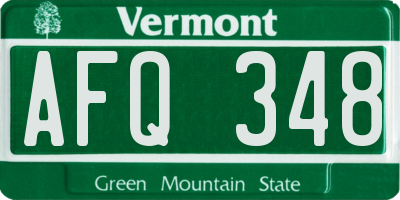 VT license plate AFQ348