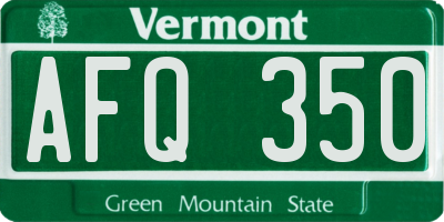 VT license plate AFQ350