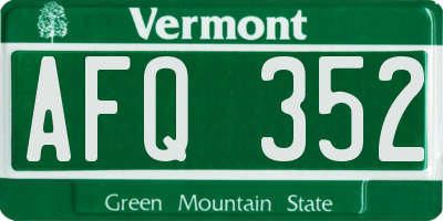 VT license plate AFQ352