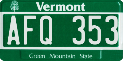 VT license plate AFQ353