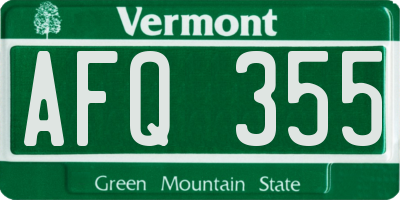 VT license plate AFQ355