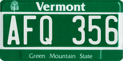 VT license plate AFQ356
