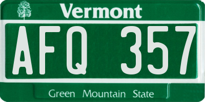 VT license plate AFQ357