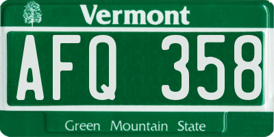 VT license plate AFQ358