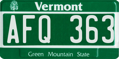 VT license plate AFQ363