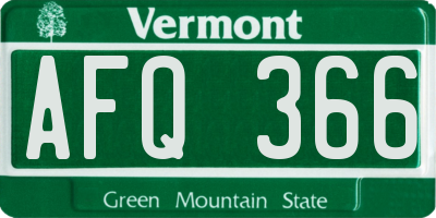 VT license plate AFQ366