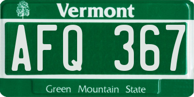 VT license plate AFQ367